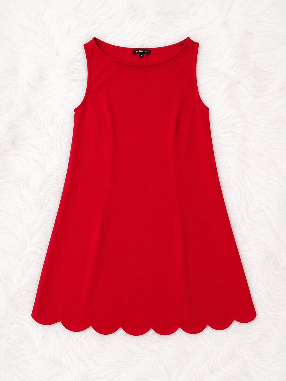 Wishlist Red Scallop Hem Shift Dress Small Sleeveless Boutique Mini Dress Chic - Picture 1 of 1
